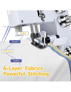 Máquina de Coser Overlock KPCB Serger Blanca con Luz LED 2
