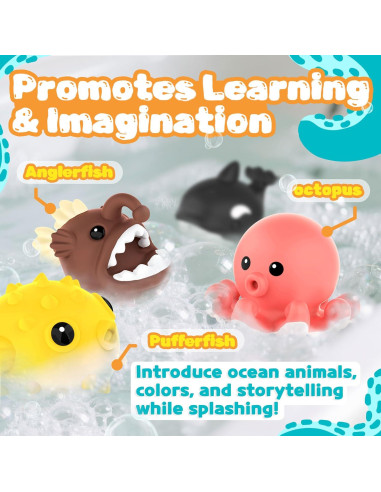 8 Juguetes de Baño Sin Moho Zippytots para Bebés 1-3 Años