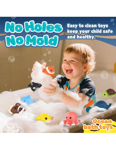 8 Juguetes de Baño Sin Moho Zippytots para Bebés 1-3 Años