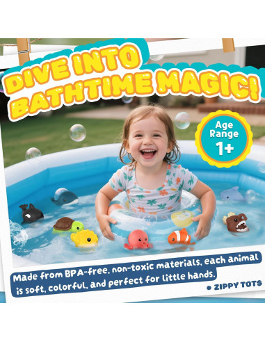 8 Juguetes de Baño Sin Moho Zippytots para Bebés 1-3 Años