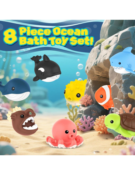 8 Juguetes de Baño Sin Moho Zippytots para Bebés 1-3 Años