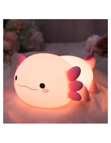 Luz Nocturna Axolote YuanDian Silicona 17cm Regalo Infantil
