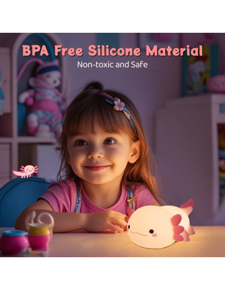 Luz Nocturna Axolote YuanDian Silicona 17cm Regalo Infantil