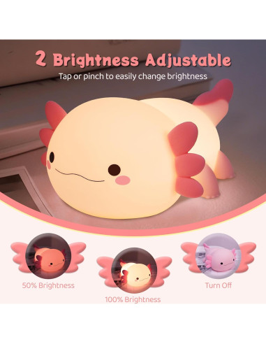 Luz Nocturna Axolote YuanDian Silicona 17cm Regalo Infantil