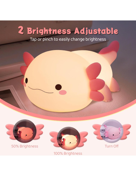 Luz Nocturna Axolote YuanDian Silicona 17cm Regalo Infantil