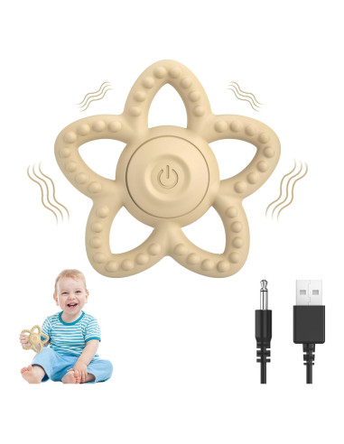 Juguete de Masticar Sensorial Vibrante para Bebés - Beige