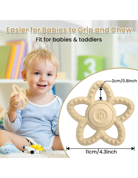 Juguete de Masticar Sensorial Vibrante para Bebés - Beige