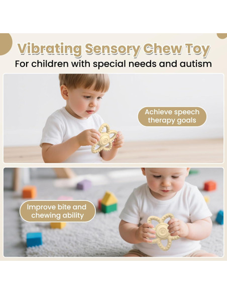 Juguete de Masticar Sensorial Vibrante para Bebés - Beige