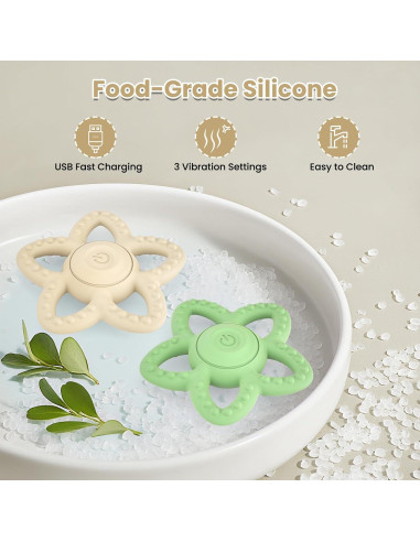 Juguete de Masticar Sensorial Vibrante para Bebés - Beige