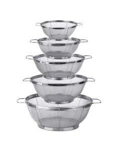 Paquete de 5 coladores de acero inoxidable Tiawudi 18/8