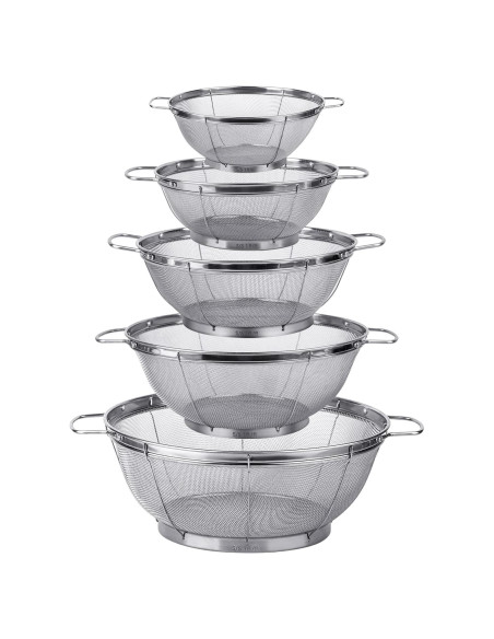 Paquete de 5 coladores de acero inoxidable Tiawudi 18/8