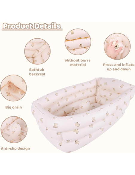 Bañera Inflable Portátil AirSwim para Bebés 77.8x37cm