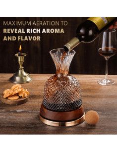 Decantador de Vino ALLCENER C-693 con Base de Madera 1.6L 2