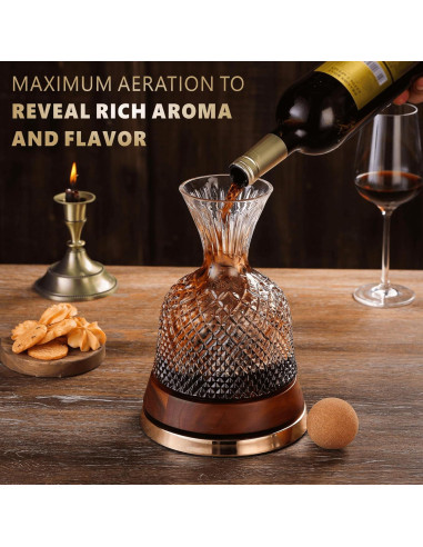 Decantador de Vino ALLCENER C-693 con Base de Madera 1.6L