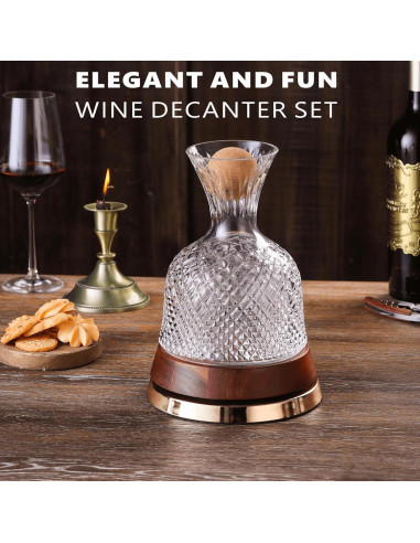 Decantador de Vino ALLCENER C-693 con Base de Madera 1.6L