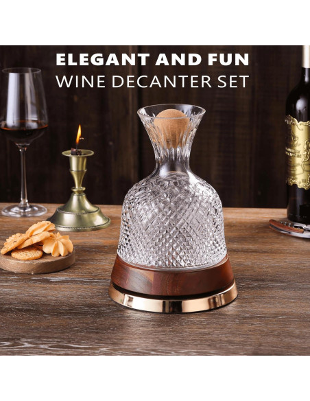Decantador de Vino ALLCENER C-693 con Base de Madera 1.6L