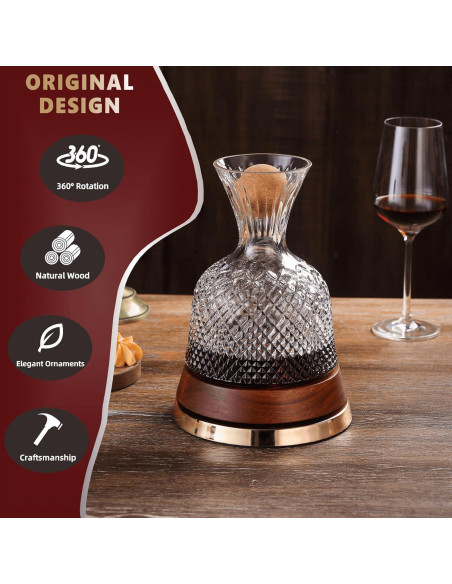 Decantador de Vino ALLCENER C-693 con Base de Madera 1.6L
