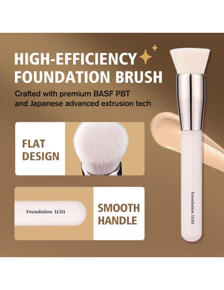 Brocha de Fundación LOCKCUTE LC01 - Diseño Plano, Cerdas Suaves