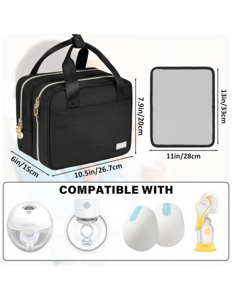 Bolsa de Extractor de Leche Portátil Momcozy Negra con Enfriador