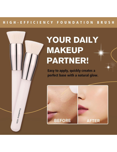 Brocha de Fundación LOCKCUTE LC01 - Diseño Plano, Cerdas Suaves