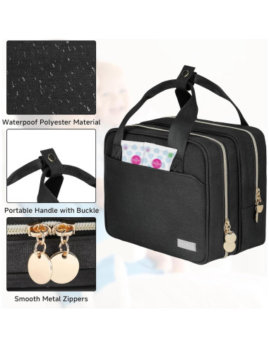 Bolsa de Extractor de Leche Portátil Momcozy Negra con Enfriador