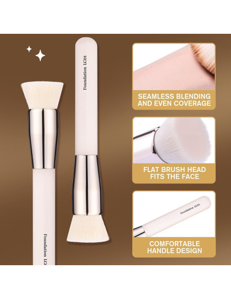 Brocha de Fundación LOCKCUTE LC01 - Diseño Plano, Cerdas Suaves