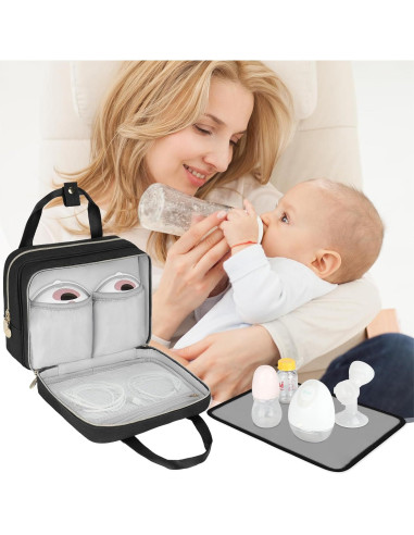 Bolsa de Extractor de Leche Portátil Momcozy Negra con Enfriador