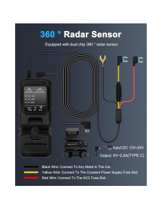 Kit de Cableado Duro ZYEIPO para Cámara de Tablero 12V-24V 2