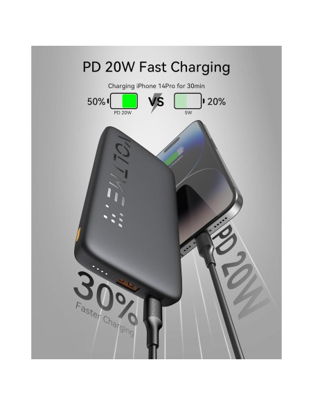 Cargador Portátil VOLTME 10000mAh Carga Rápida USB-C Negro