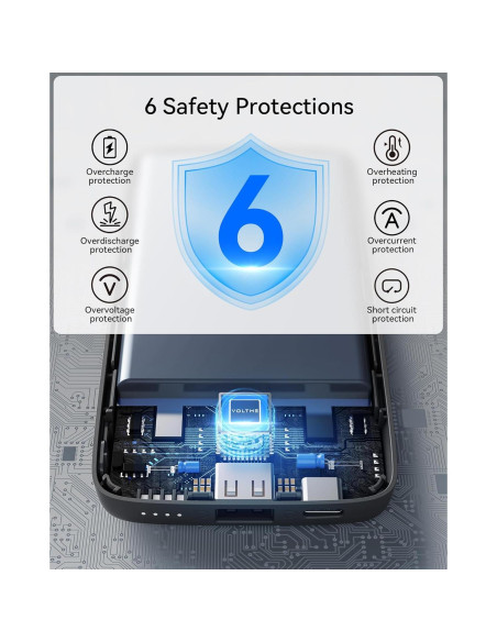 Cargador Portátil VOLTME 10000mAh Carga Rápida USB-C Negro