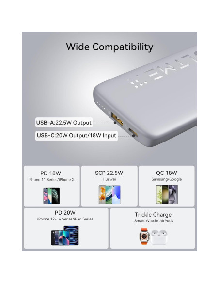 Cargador Portátil VOLTME 10000mAh Carga Rápida USB-C Negro