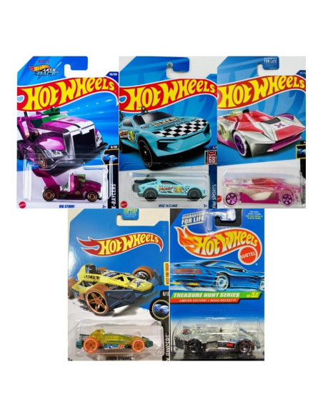 Paquete de 5 Hot Wheels Treasure Hunt Diecast 1:64 Sin Duplicados