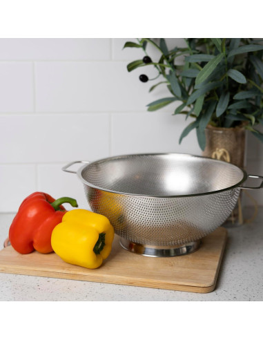 Colador Grande de Acero Inoxidable Fox Run 5 Cuartos 28 cm