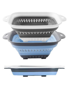Juego de coladores plegables Fglmctsh 2 PCS Silicona 27.4x21.8cm