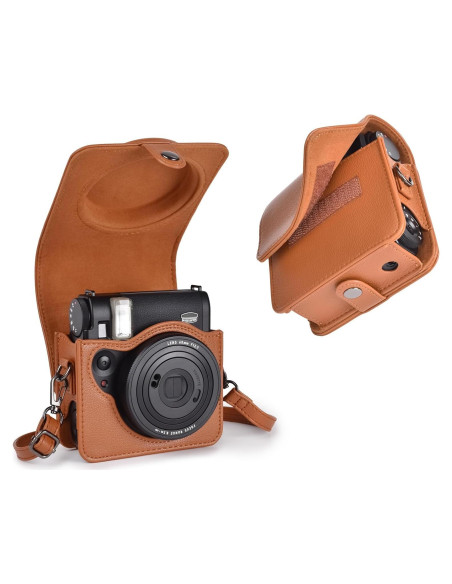 Funda de cámara Rieibi para Fujifilm Instax Mini 99 - Cuero PU marrón