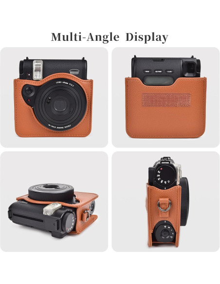 Funda de cámara Rieibi para Fujifilm Instax Mini 99 - Cuero PU marrón