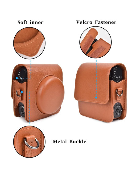 Funda de cámara Rieibi para Fujifilm Instax Mini 99 - Cuero PU marrón
