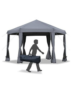 Carpa Plegable Outsunny 3.81x3.20m Hexagonal con Malla