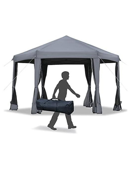 Carpa Plegable Outsunny 3.81x3.20m Hexagonal con Malla