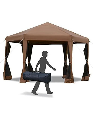 Carpa Plegable Outsunny 3.81x3.20m Hexagonal con Malla