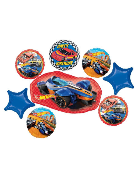 Ramo de Globos Hot Wheels Anagram 8 Piezas Fiesta Cumpleaños