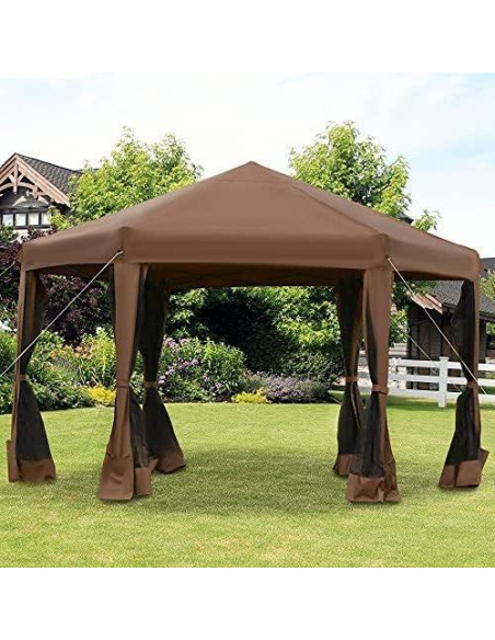 Carpa Plegable Outsunny 3.81x3.20m Hexagonal con Malla