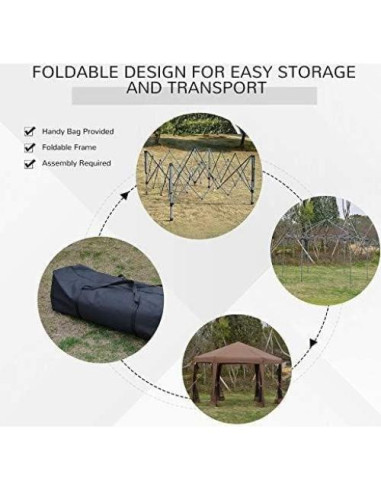 Carpa Plegable Outsunny 3.81x3.20m Hexagonal con Malla