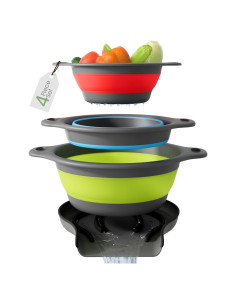 Coladores Plegables Gevoli con Base Autodrenante - Juego de 4 Piezas