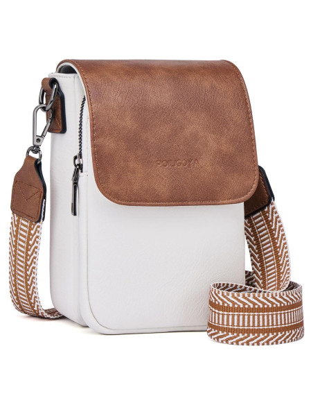 Bolso Cruzado de Cuero POIUGOYA para Mujeres - 3 Compartimentos
