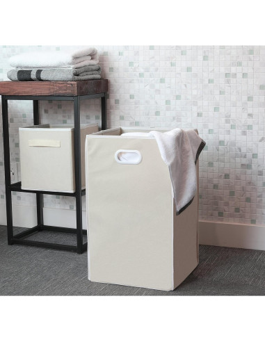 Cesta de Lavandería Plegable Simple Houseware Beige 33x33x57.8 cm