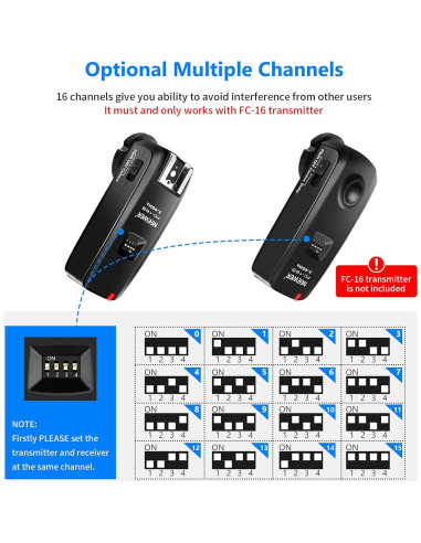 Receptor Inalámbrico Neewer FC-16 para Flash DSLR Canon Nikon