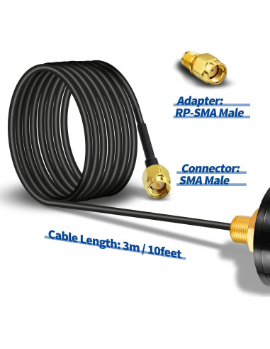 Antena Exterior 4G LTE Bingfu SMA Macho Impermeable 5dBi