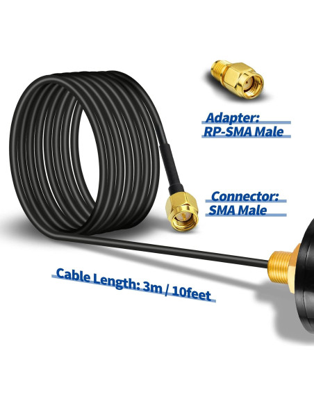 Antena Exterior 4G LTE Bingfu SMA Macho Impermeable 5dBi