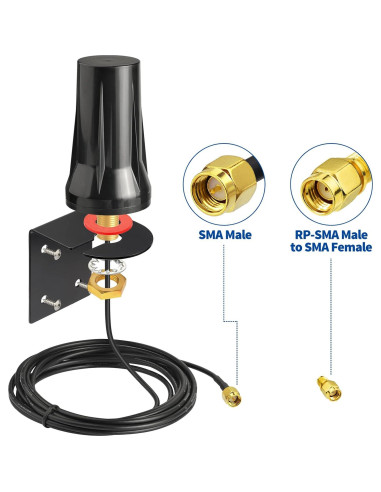 Antena Exterior 4G LTE Bingfu SMA Macho Impermeable 5dBi